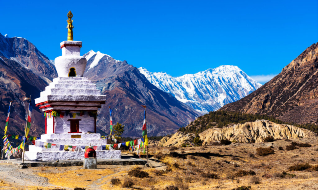 Scenic Annapurna Mountain Range Trekking Trail in the Himalayas, Nepal