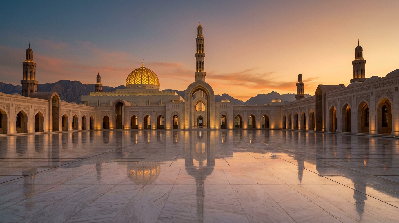Mosque in Muscat at dusk